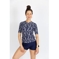 Ladies Short Sleeve Blue Acacia Rashie 
    		
