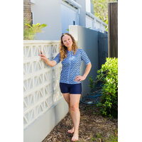 Ladies Short Sleeve Chevron Blue Rashie
    		