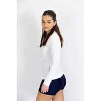 Ladies Long Sleeve Plain White Rashie
    		