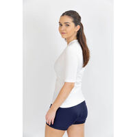 Ladies Short Sleeve Plain White Rashie 
    		