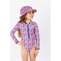 Girls Pom Pom Long Sleeve Bathers (SIZES 4,12)
    		