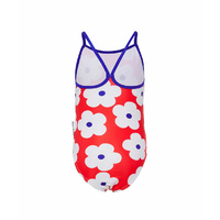 Girls Red Flower Bathers  (SIZES 3,4,5,6,14) 
    		