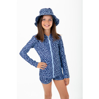 girl wearing the Blueberry Swim Hat
    		