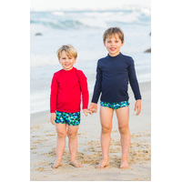 Long Sleeve Kids Plain Red Rashie 
    		