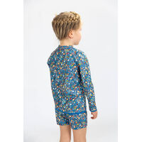 ditsy blue kids rashie for gilrs with hat
    		