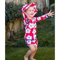 Girls Red Flower Long Sleeve Rashie (1,2,8,12,14)
    		