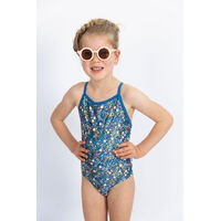 Ditsy Blue Bathers Girls Swimsuit with Shades
    		
