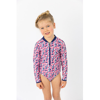 Girls Pom Pom Long Sleeve Bathers (SIZES 4,12)
    		