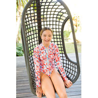 Girls Coral Long Sleeve Bathers (8,10,12,14)
    		