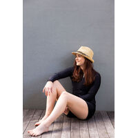 Ladies Long Sleeve Plain Black Rashie 
    		