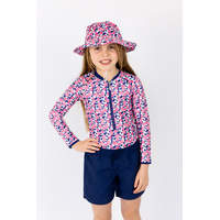 Girls Pom Pom Long Sleeve Bathers (SIZES 4,12)
    		