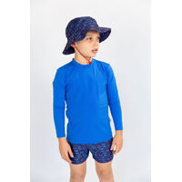 boy wearing the Shark Swim Hat  