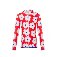 Girls Red Flower Long Sleeve Rashie (1,2,8,12,14) 