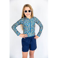 Girls Ditsy Blue Long Sleeve Bathers (4,8,12,14) 