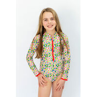 Girls Hibiscus Long Sleeve Bathers 